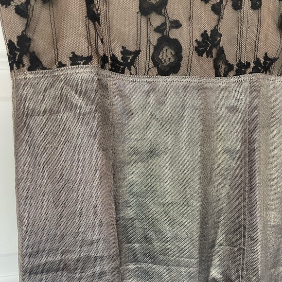 Marc Jacobs Vintage Lace Bustier and Metallic Silk Dress, Lace Straps, Size 0 - Picture 4 of 13